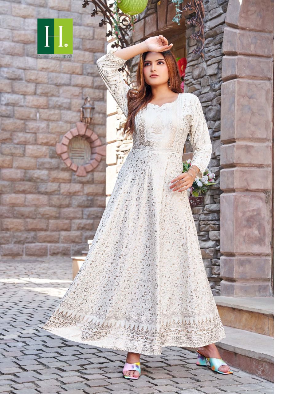 Hirwa Golden Surili Festive Wear Wholesale Anarkali Kurti Catalog